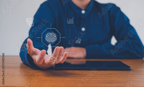 Idea thinking processes and psychology, thinking concept. Machine learning and artificial intelligence.Brain Nervous System concept.