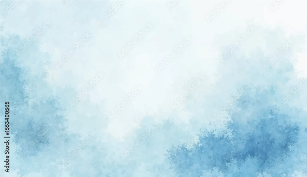 Fototapeta premium Soft blue watercolor sky with light clouds and airy abstract texture