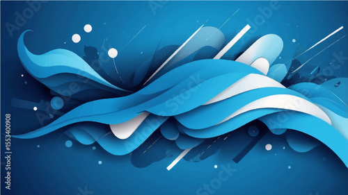 Abstract blue background with waves lines and water drop elements suitable for text or web design