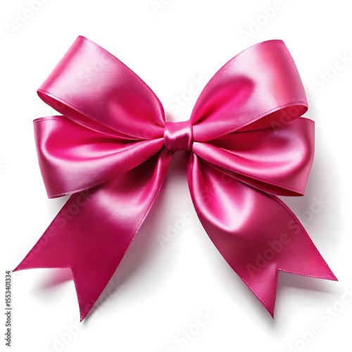 Pink ribbon bow isolated on white background