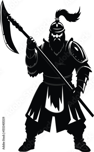 Medieval knight with sword logo vector illustration