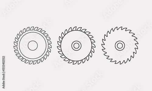 Circular Saw Blade Icons Set, Industrial Cutting Tool, vector illustration