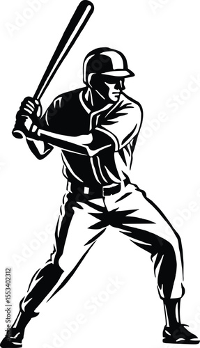 baseball player hitting ball logo vector illustration