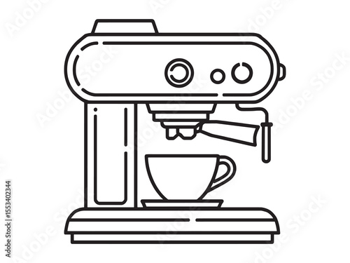 minimalist coffee machine outline drawing vector art