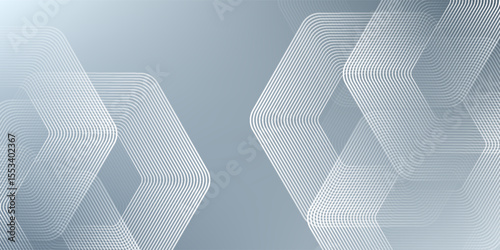 Abstract hexagon lines on gray background. Geometric stripe line art design modern