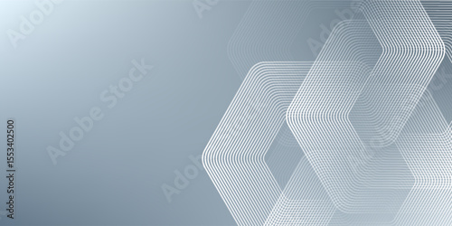 Abstract hexagon lines on gray background. Geometric stripe line art design modern