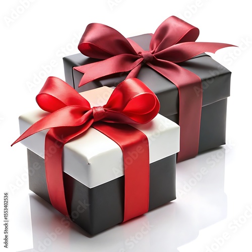 Wallpaper Mural Two gift boxes, one black and one black and white, with red ribbons are shown Torontodigital.ca