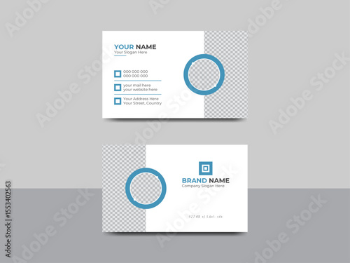 Modern Corporate Business Card Design Double-sided Vector templates in 2 Colors Abstract, Creative, and Business Card Design- Teal & White Horizontal Layout, Print ready