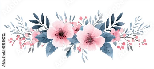 Beautiful Floral Arrangement with Pink Flowers and Green Leaves