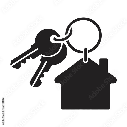 Home Key Silhouette Icon,  House and Keys, vector illustration