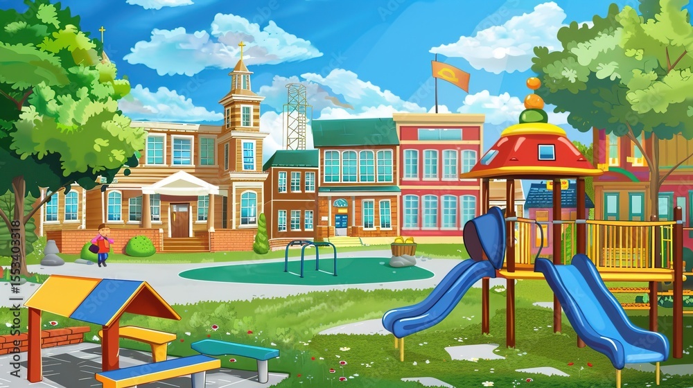 Fototapeta premium Vibrant Back to School Backdrop with Scattered Books, Pencils and Backpack on Wooden Surface, Colorful Education Theme for Event Banners or Classroom Display, Empty Text Space