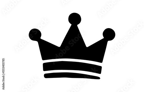 Simple Black Crown Silhouette with Three Points on Transparent Background bold black crown silhouette transparent background