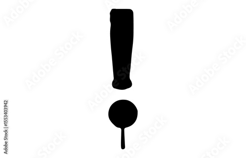 Black Exclamation Point with Drip Effect Isolated on Transparent Background for Design Use bold black exclamation