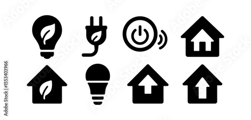 Eco, energy solid icon set. sustainable, green, power symbols in solid style