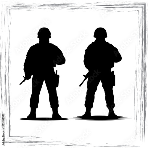 Soldier silhouette vector set