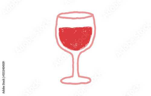 Whimsical Red Wine Glass Illustration with Pink Outline on Transparent Background hand drawn style illustration red wine