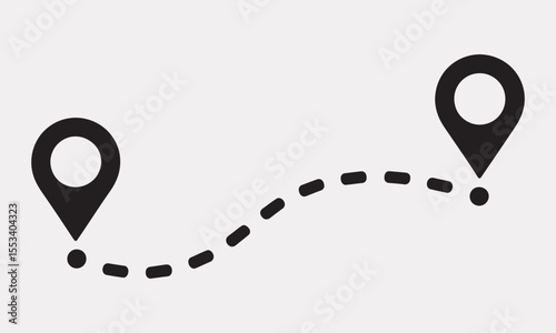 Location Pin Dotted Path Icons, GPS Route Map, vector illustration