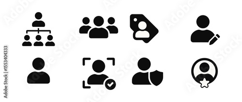 User profile filled icon set. account, access, group management icons collection
