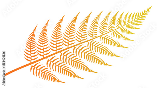 A stylized fern frond with a gradient of orange to yellow against a clean white background