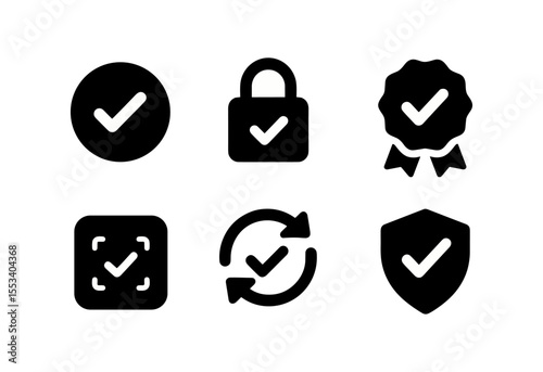 Security and privacy solid icon set. protection, safety symbols collection