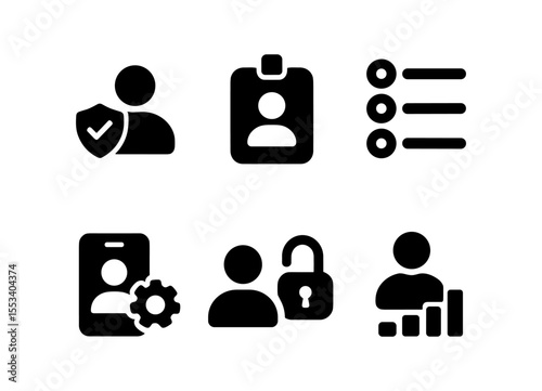 Security, access management solid icon set. user, id, lock icons solid collection
