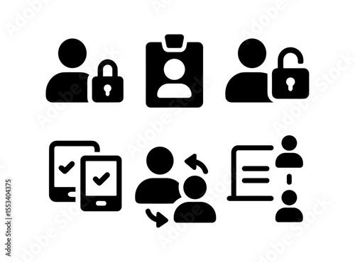 Security solid icon set. lock, user authentication, access control collection