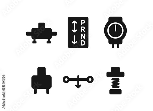 Automobile, car parts solid icon set. vehicle, transportation interface symbols