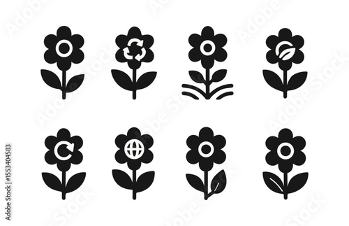 Nature, environment solid icon set. eco-friendly symbols, conservation collection