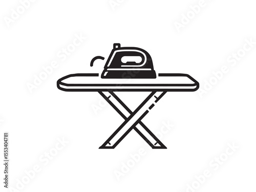 Minimalist ironing board line art illustration