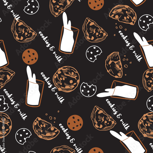 Delicious Duo Yummy Cookie and Milk Bliss Pattern. This seamless design is ideal for use in digital and print media, including textiles, wallpapers, and stationery.