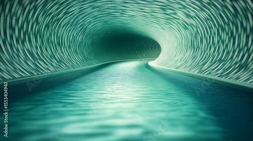 Journey Through a Tunnel: A surreal journey unfolds, drawing the eye into a luminous tunnel of swirling light and liquid reflections, a pathway of both mystery and allure. 