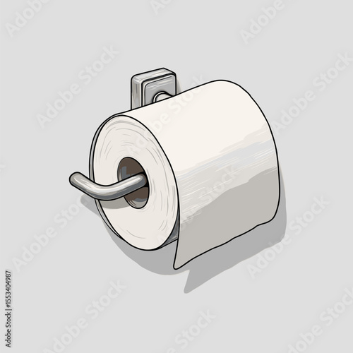 vector drawing of toilet paper on a uniform background .Generative AI