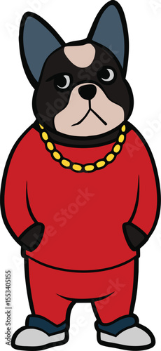 Hip hop dog cartoon character vector illustration