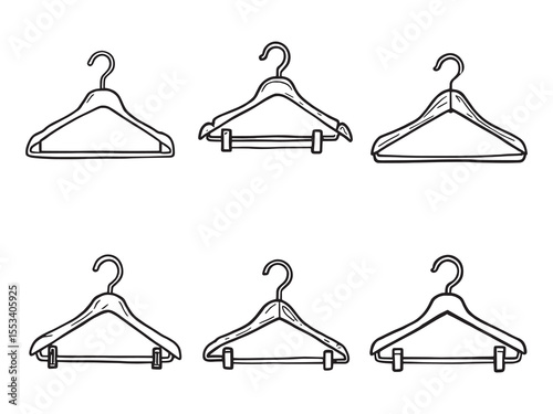 Minimalist line art clothes hanger illustration