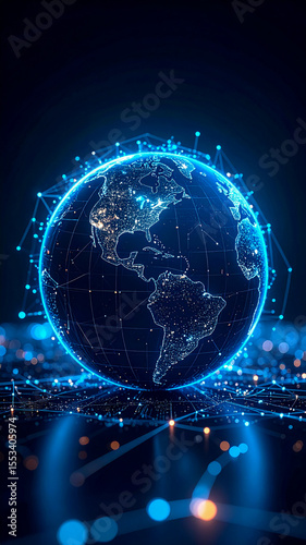 Global network technology digital world earth connection communication