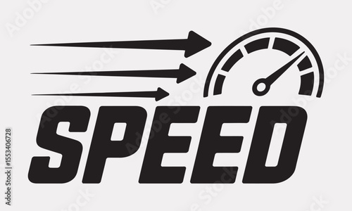 Speedometer Logo Icon, Fast Velocity Gauge, vector illustration