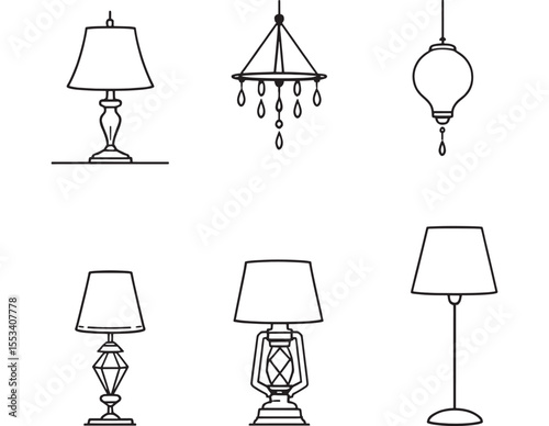 Minimalist line art vector of classic lamp