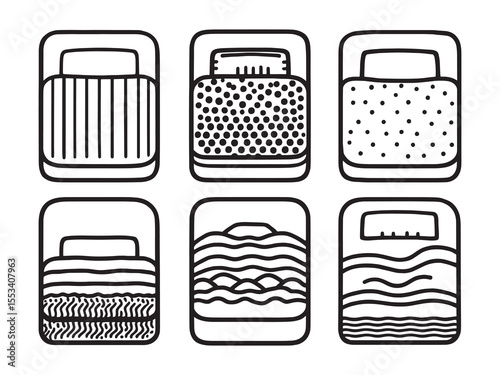 Minimalist mattress outline vector drawing