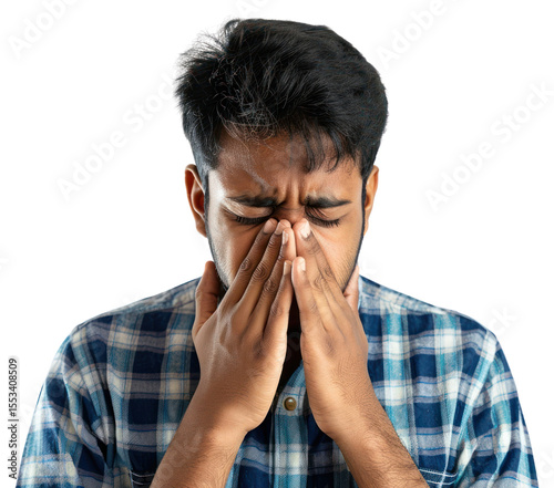 PNG  Man suffering from sinus pain