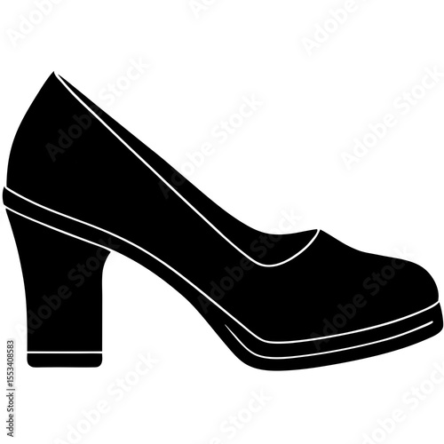 Block heel shoe side view silhouette 