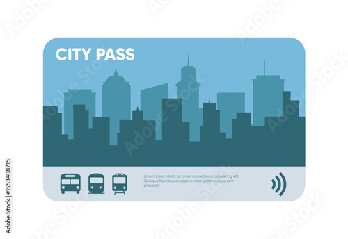 City pass card isolated on white background. Travel tickets for public transport.  Vector stock