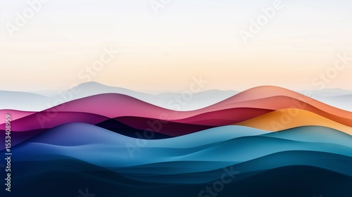 Chromatic Peaks: A harmonious interplay of layered, undulating colors evokes the serene majesty of mountain ranges in a stunning display of artistic elegance and the sublime power of nature.