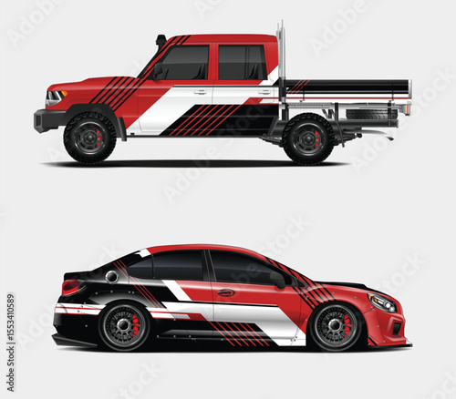 Red and Black Racing Vehicle Wraps Designs Side