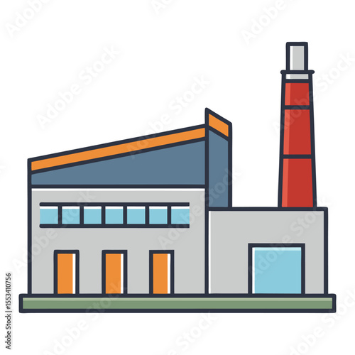 Flat factory building icon vector illustration design