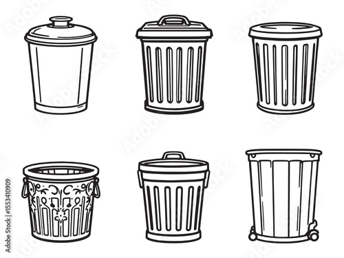 Minimalist Trash Bin Vector Drawing
