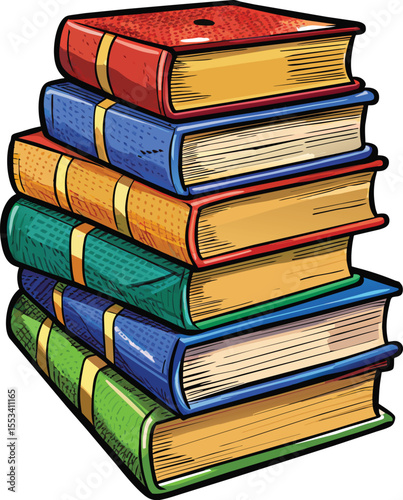stack of old books vector illustration