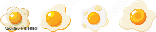 Fried egg breakfast logo set vector illustration