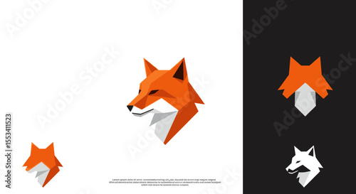 Fox face and silhouette design set