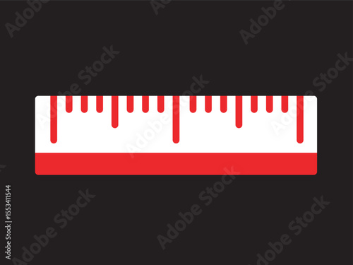 Simple Flat Style Red and White Ruler for Measuring Length