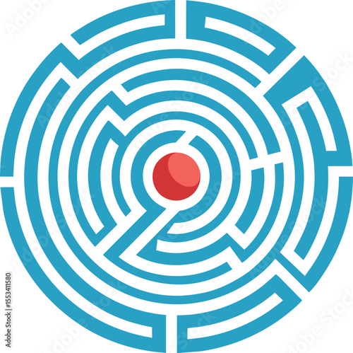 maze with red circle logo vector art